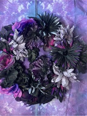 Handmade Gothic Floral Wreath in Purple & Black